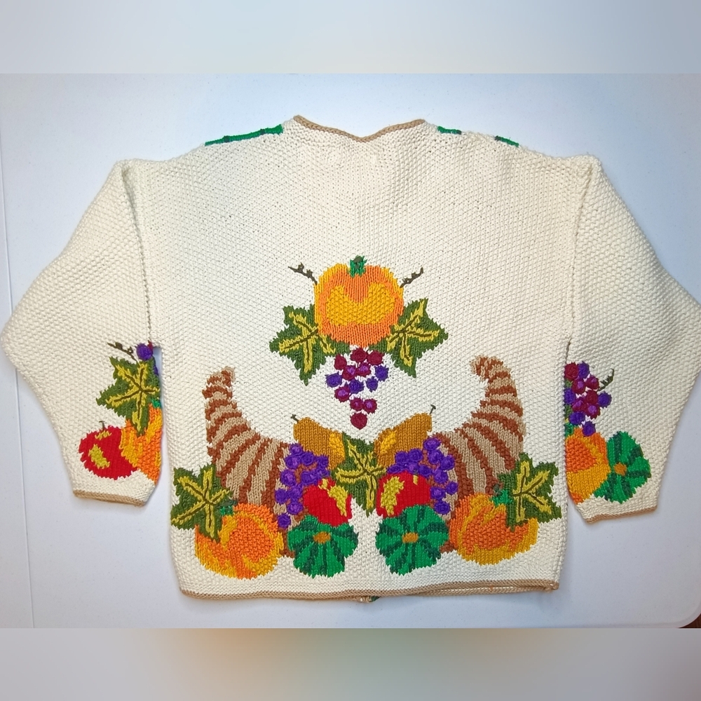 Raphels Vintage Grandma Fruits & Veggies Knit Cardigan Sweater M - Picture 8 of 16